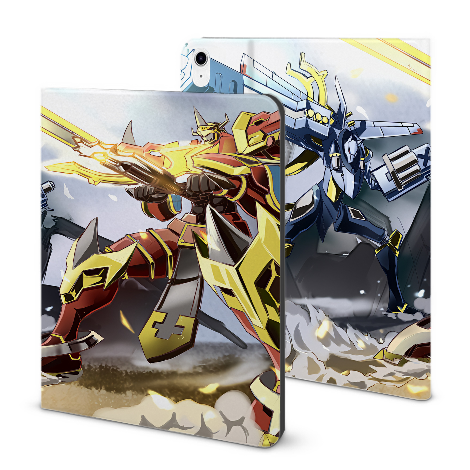 （画像用） Digimon デジタルモンスター/デジモン IPad ケース ブック型 PUレザー TPU 耐衝撃 軽量 薄型 ペン収納なし 全面保護 IPad 各モデル対応